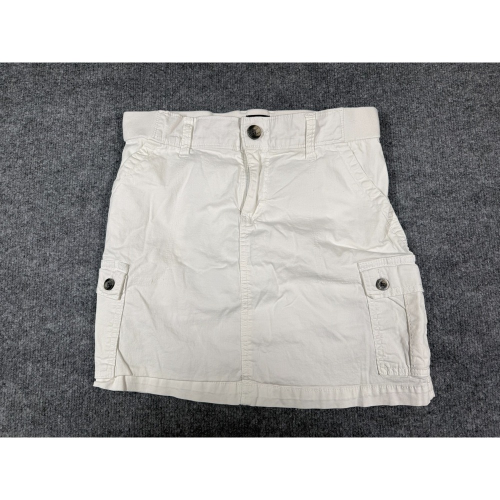 Lee Premium Mini Cargo Skirt Womens 2 Medium White Denim Utility Pockets Summer